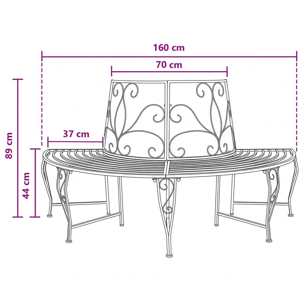 vidaXL Ławka Drzewna 4-Liczba miejsc 160 x 80 x 89 cm Stal