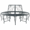 vidaXL Ławka Drzewna 8-Liczba miejsc Ø 160 x 89 cm Stal Srebrnoszary