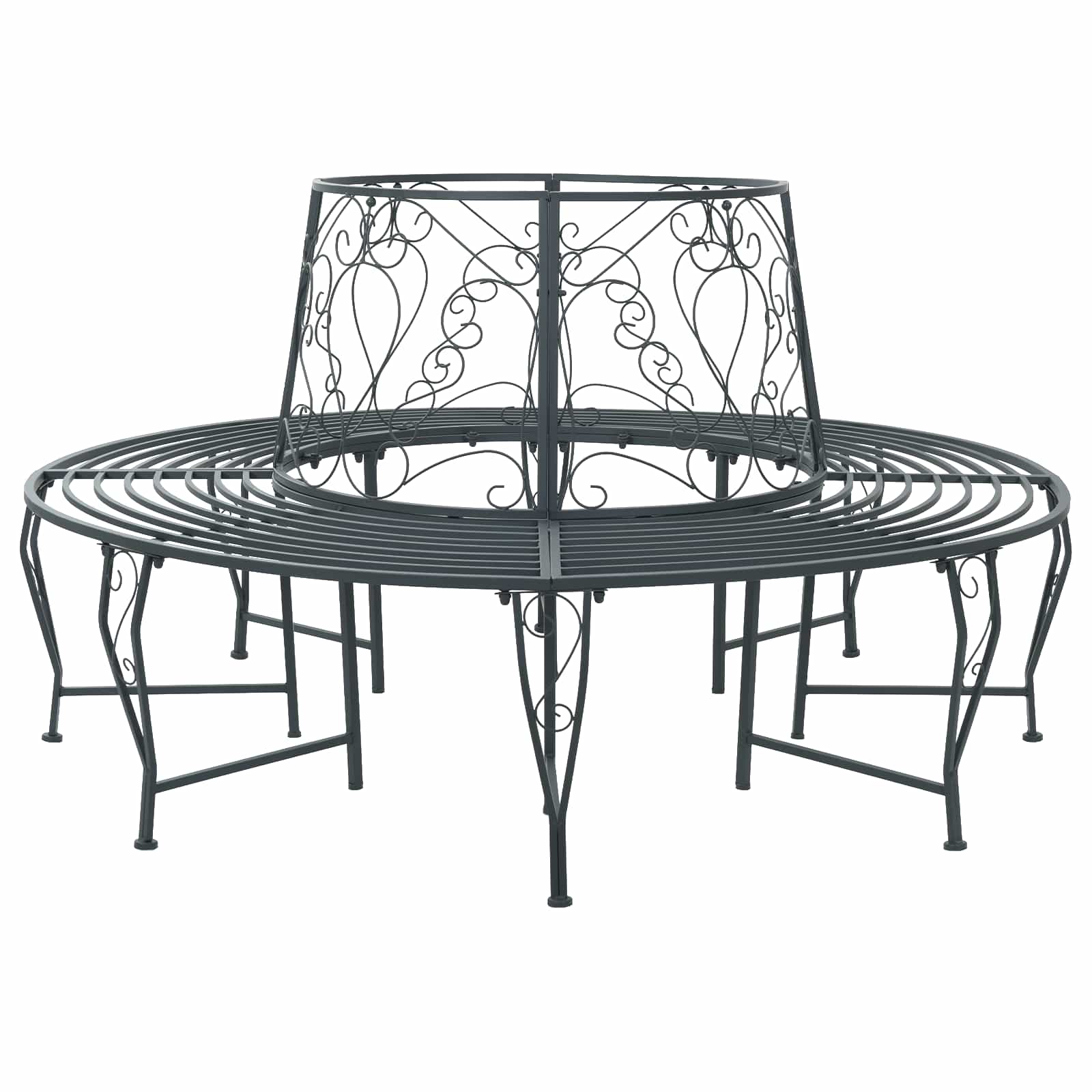 vidaXL Ławka Drzewna 8-Liczba miejsc Ø 160 x 89 cm Stal Srebrnoszary