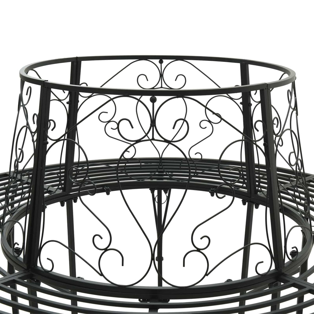 vidaXL Ławka Drzewna 8-Liczba miejsc Ø 160 x 89 cm Stal Czarny Okrągły