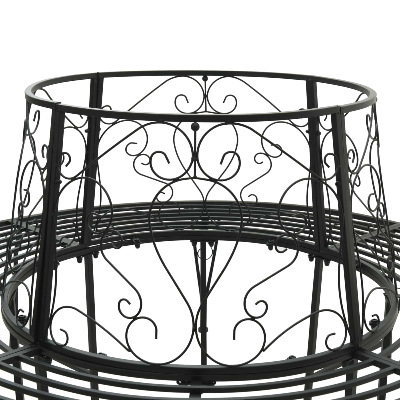 vidaXL Ławka Drzewna 8-Liczba miejsc Ø 160 x 89 cm Stal Czarny Okrągły
