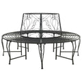 vidaXL Ławka Drzewna 8-Liczba miejsc Ø 160 x 89 cm Stal Czarny Okrągły