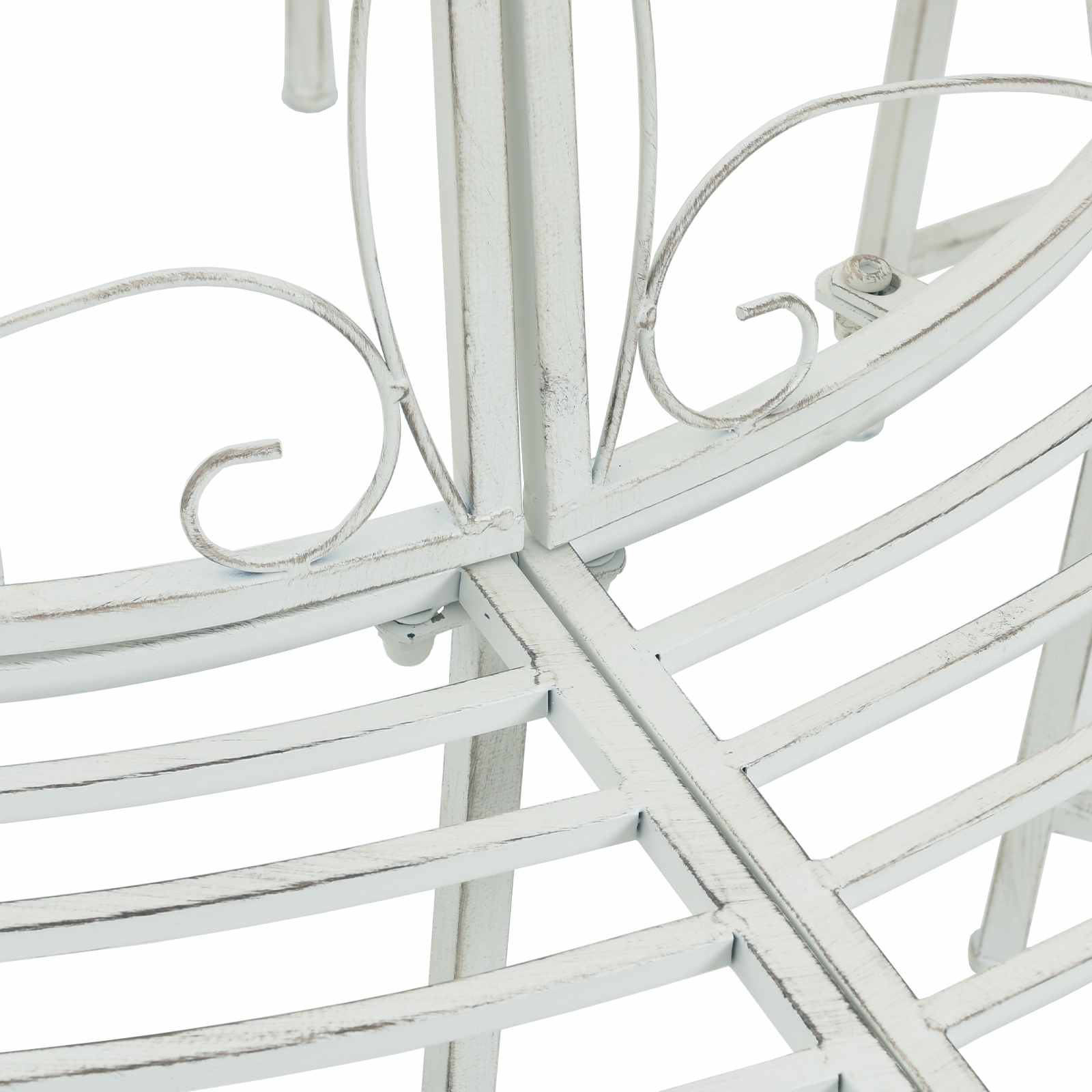vidaXL Ławka Drzewna 8-Liczba miejsc Ø 160 x 89 cm Stal Antyczna biel