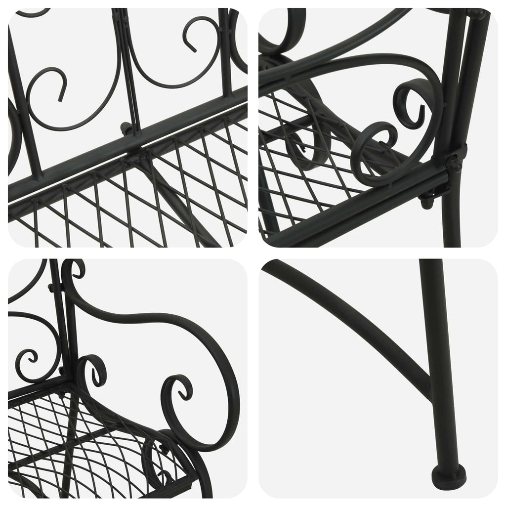 vidaXL Ławka ogrodowa 2-Liczba miejsc 114 x 56,5 x 90 cm Stal Czarny