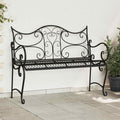 vidaXL Ławka ogrodowa 2-Liczba miejsc 114 x 56,5 x 90 cm Stal Czarny