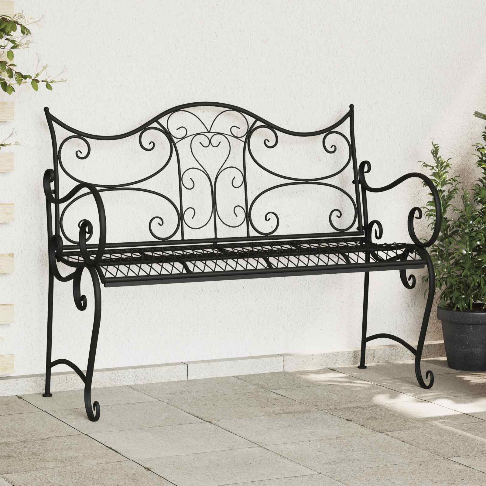vidaXL Ławka ogrodowa 2-Liczba miejsc 114 x 56,5 x 90 cm Stal Czarny