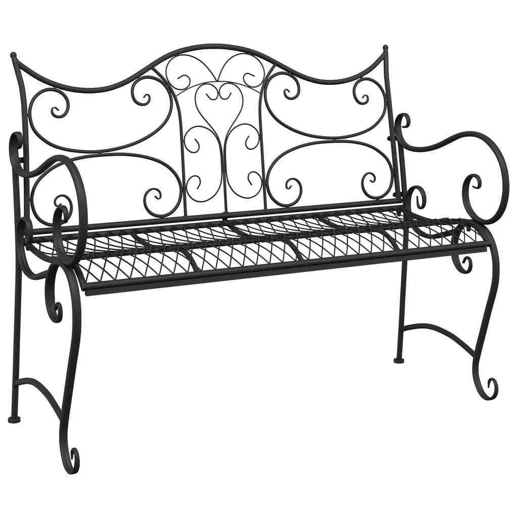 vidaXL Ławka ogrodowa 2-Liczba miejsc 114 x 56,5 x 90 cm Stal Czarny