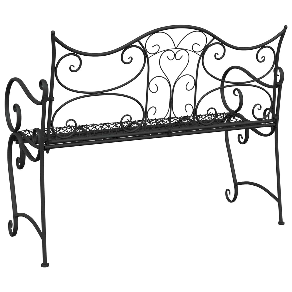 vidaXL Ławka ogrodowa 2-Liczba miejsc 114 x 56,5 x 90 cm Stal Czarny