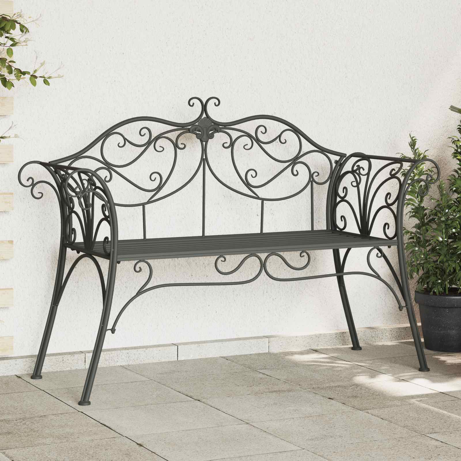 vidaXL Ławka ogrodowa 2-Liczba miejsc 130 x 47 x 90 cm Stal