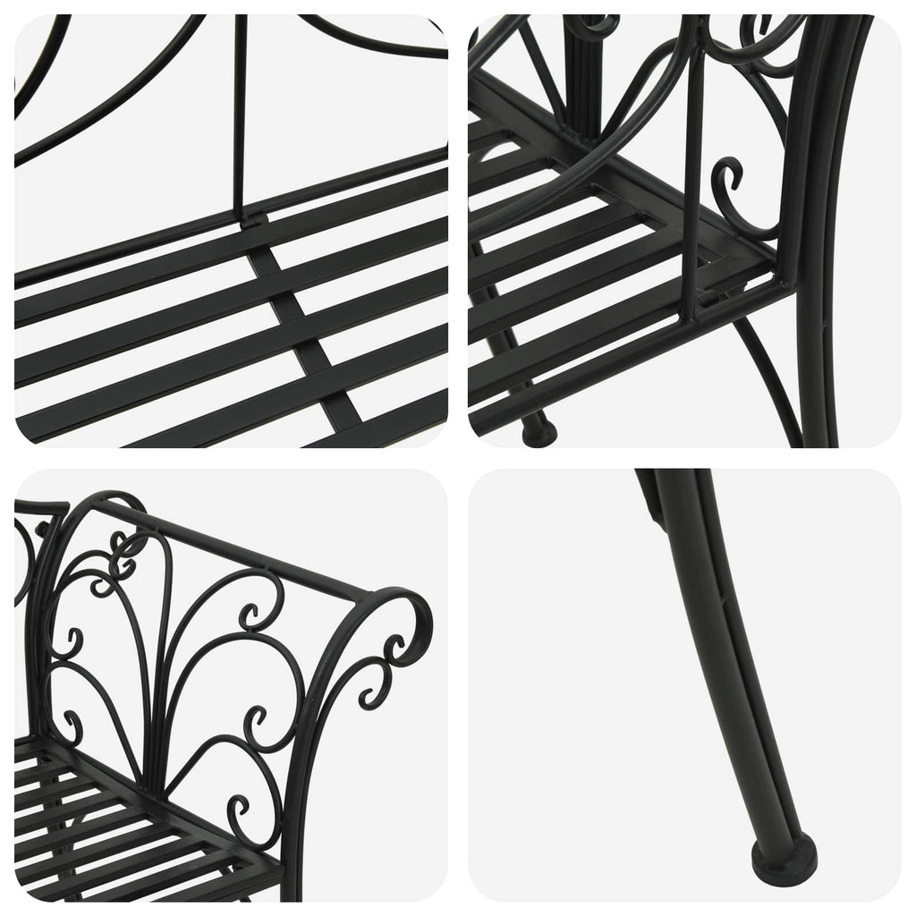 vidaXL Ławka ogrodowa 2-Liczba miejsc 130 x 47 x 90 cm Stal Czarny