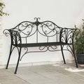 vidaXL Ławka ogrodowa 2-Liczba miejsc 130 x 47 x 90 cm Stal Czarny