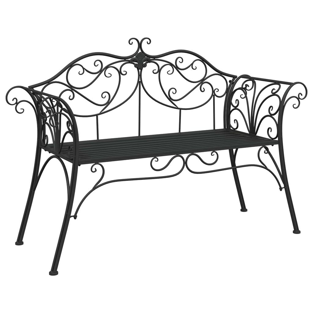 vidaXL Ławka ogrodowa 2-Liczba miejsc 130 x 47 x 90 cm Stal Czarny
