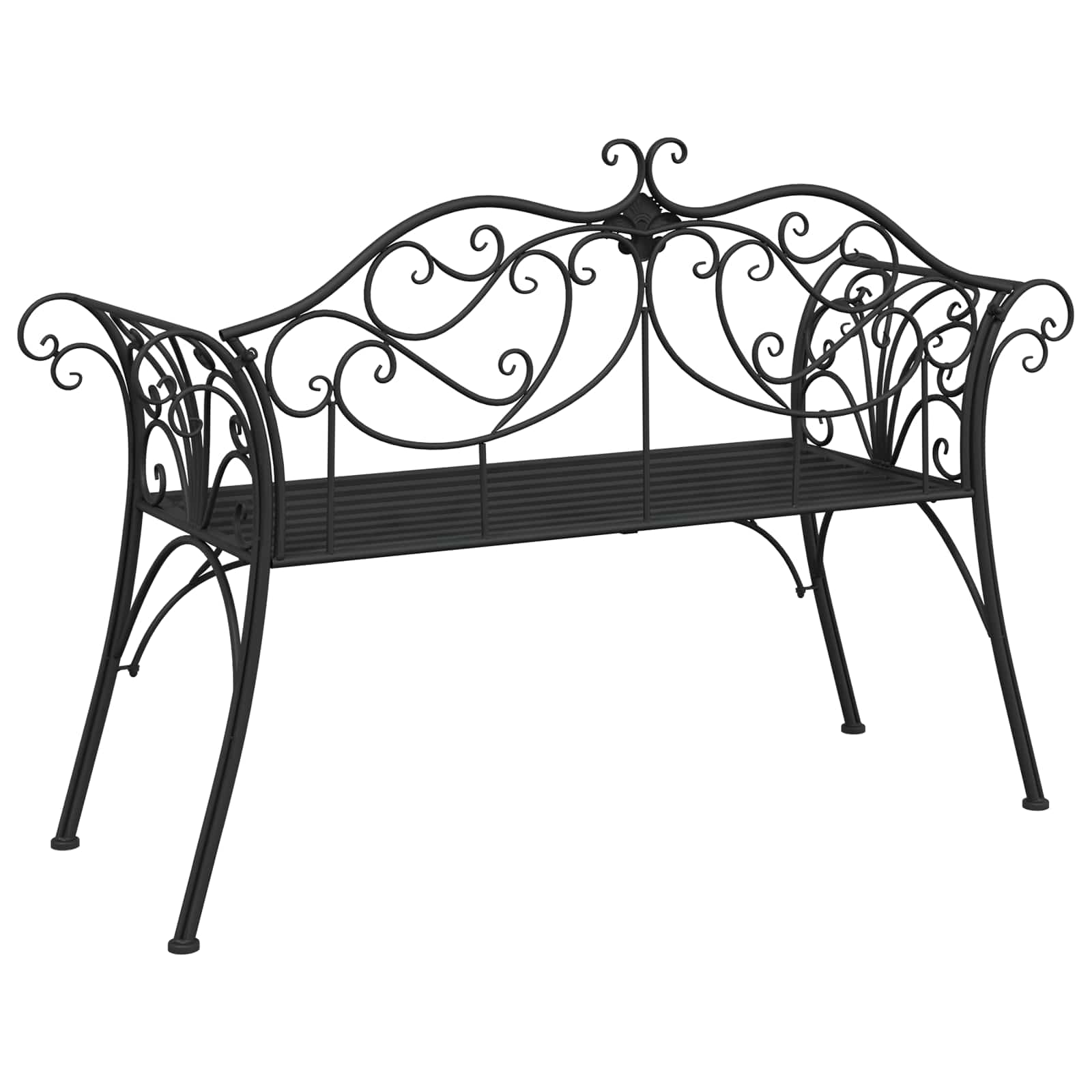 vidaXL Ławka ogrodowa 2-Liczba miejsc 130 x 47 x 90 cm Stal Czarny