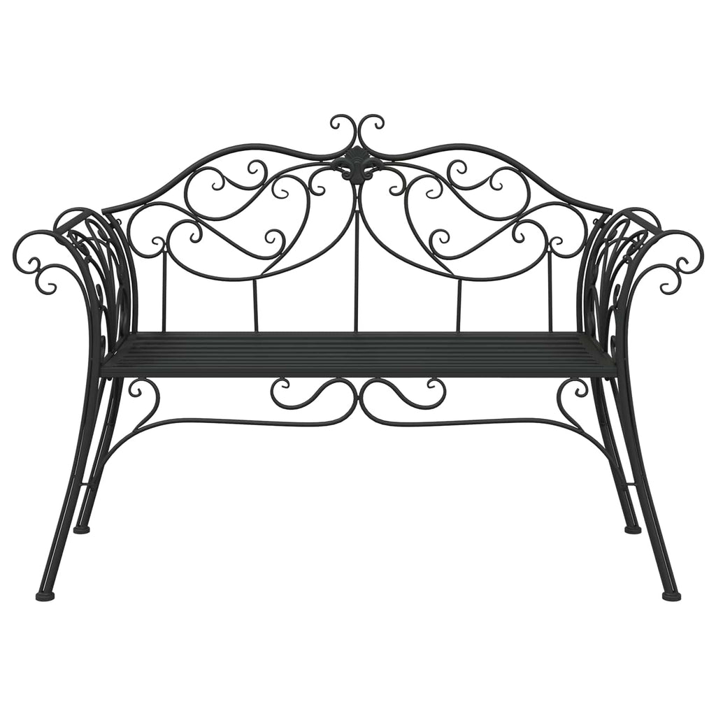 vidaXL Ławka ogrodowa 2-Liczba miejsc 130 x 47 x 90 cm Stal Czarny