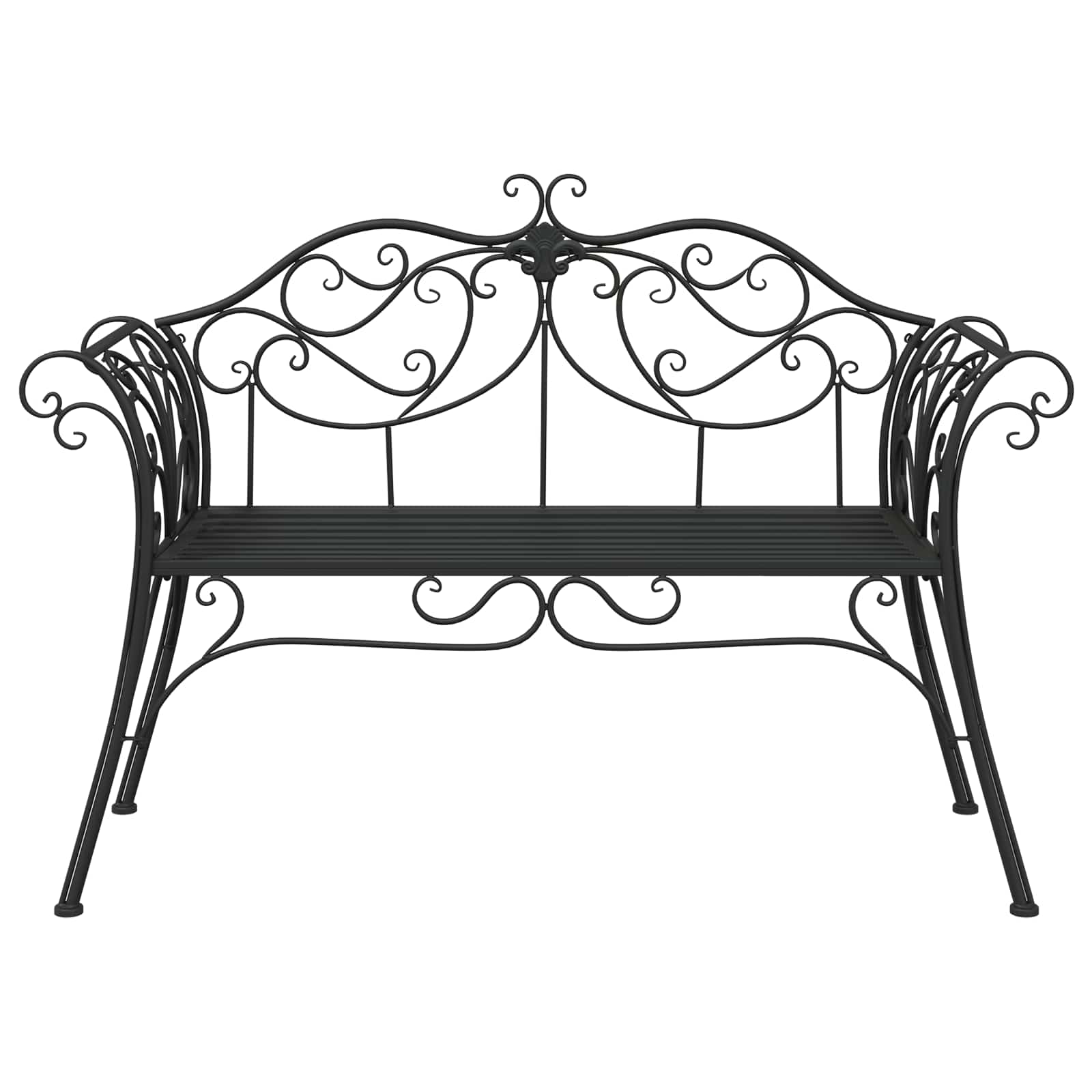 vidaXL Ławka ogrodowa 2-Liczba miejsc 130 x 47 x 90 cm Stal Czarny
