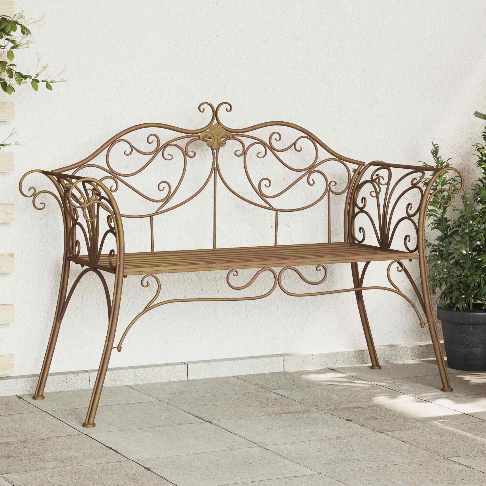 vidaXL Ławka ogrodowa 2-Liczba miejsc 130 x 47 x 90 cm Stal