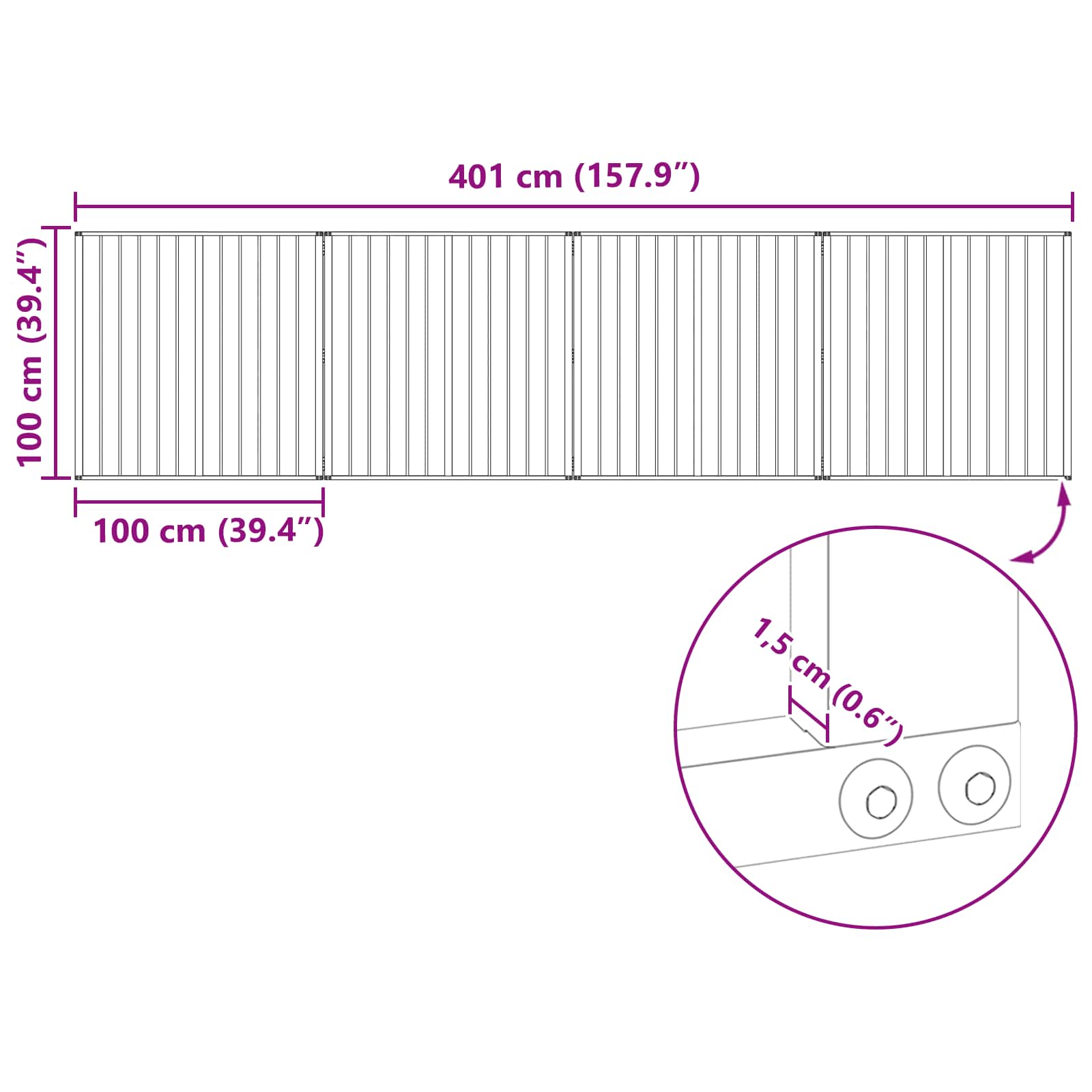 vidaXL Bramka dla psa 4 szt. Czarny 100 x 100 cm Stal ocynkowana