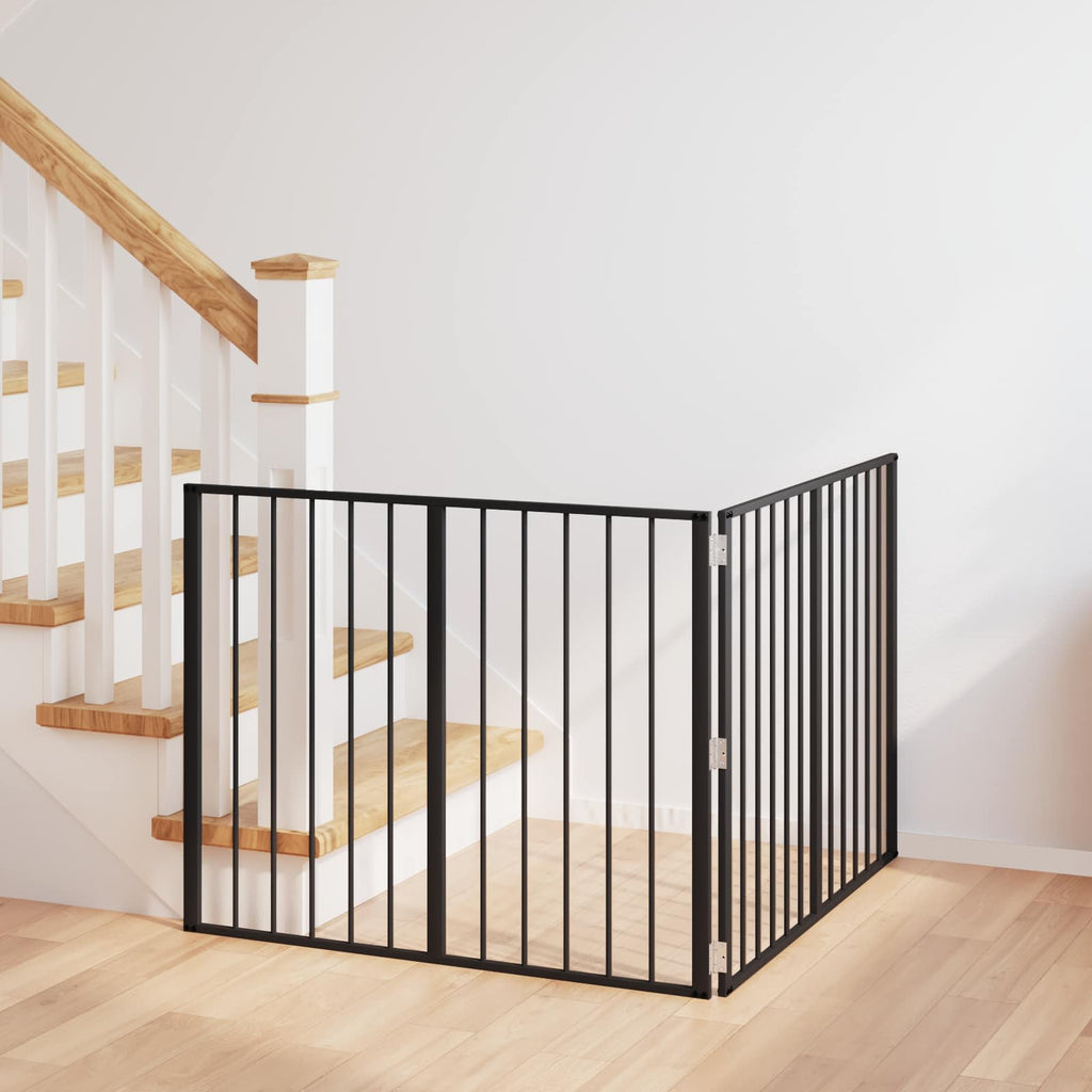 vidaXL Bramka dla psa 2 szt. Czarny 100 x 80 cm Stal ocynkowana