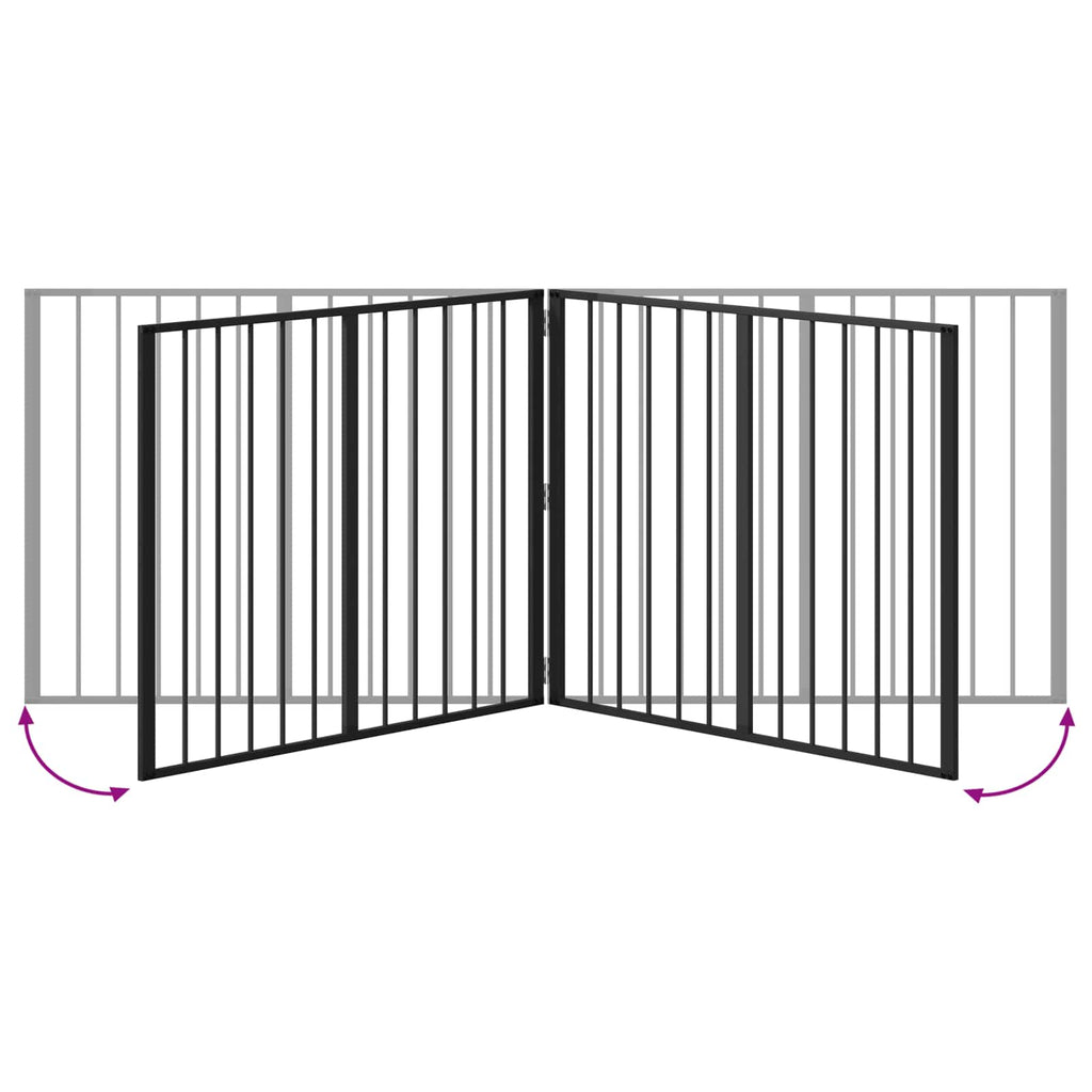vidaXL Bramka dla psa 2 szt. Czarny 100 x 80 cm Stal ocynkowana
