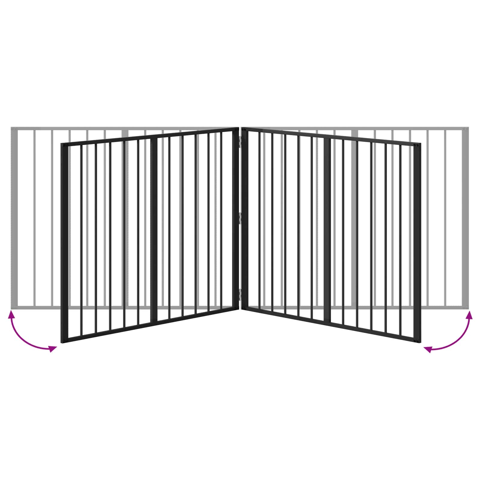 vidaXL Bramka dla psa 2 szt. Czarny 100 x 80 cm Stal ocynkowana