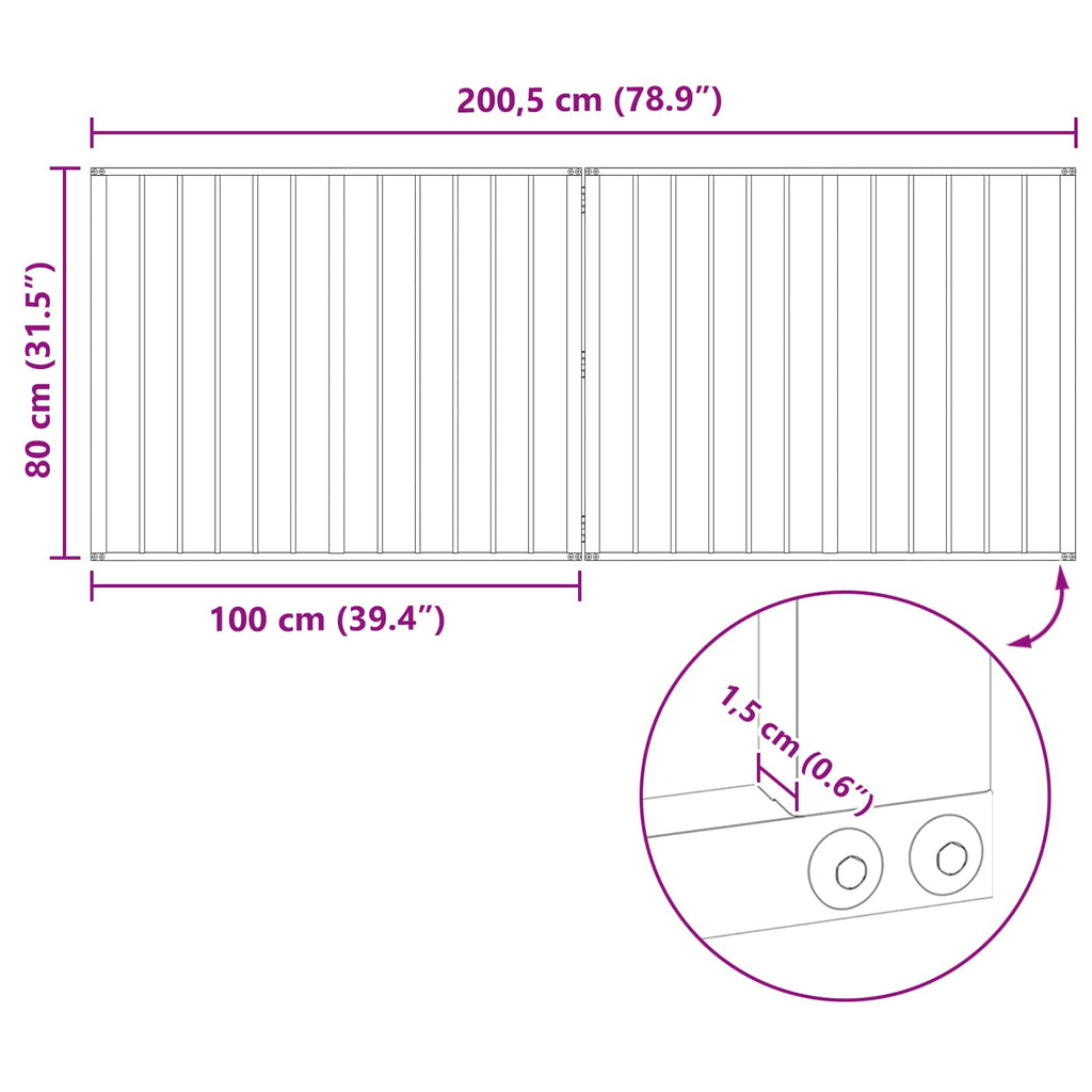 vidaXL Bramka dla psa 2 szt. Czarny 100 x 80 cm Stal ocynkowana