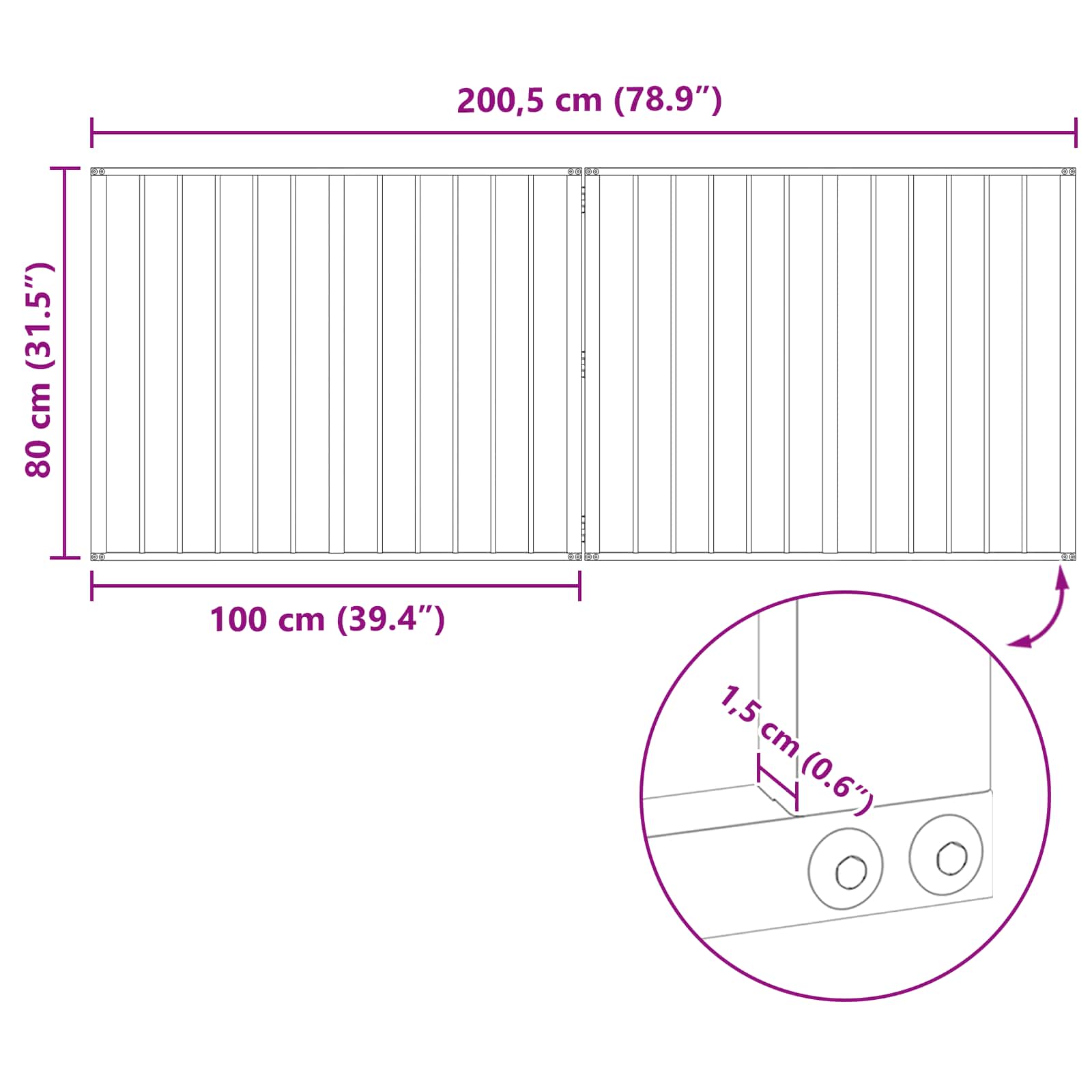 vidaXL Bramka dla psa 2 szt. Czarny 100 x 80 cm Stal ocynkowana