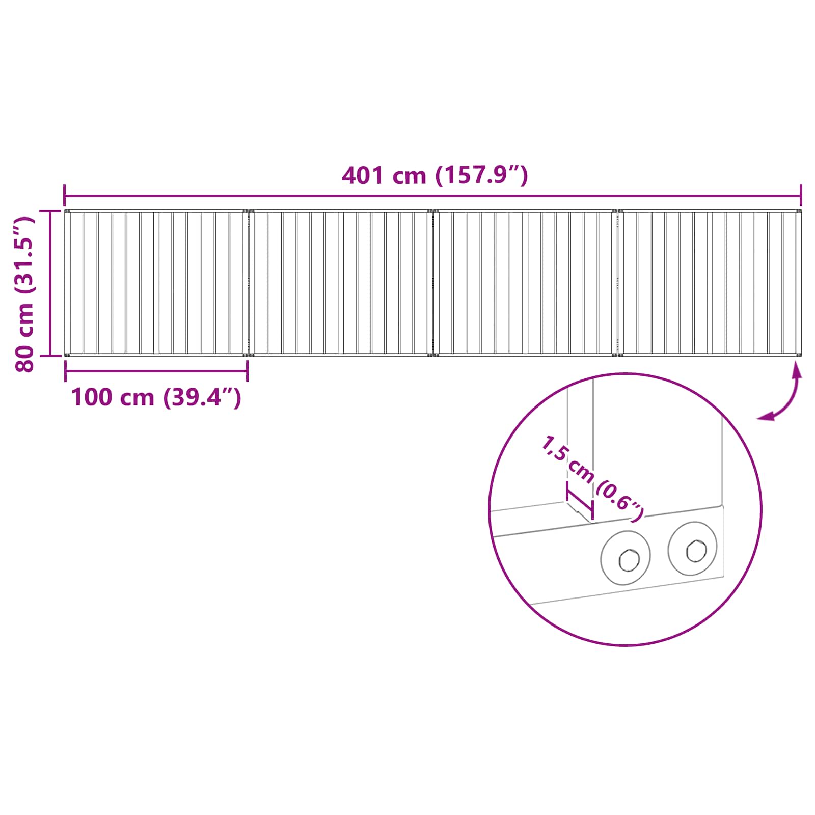 vidaXL Bramka dla psa 4 szt. Czarny 100 x 80 cm Stal ocynkowana