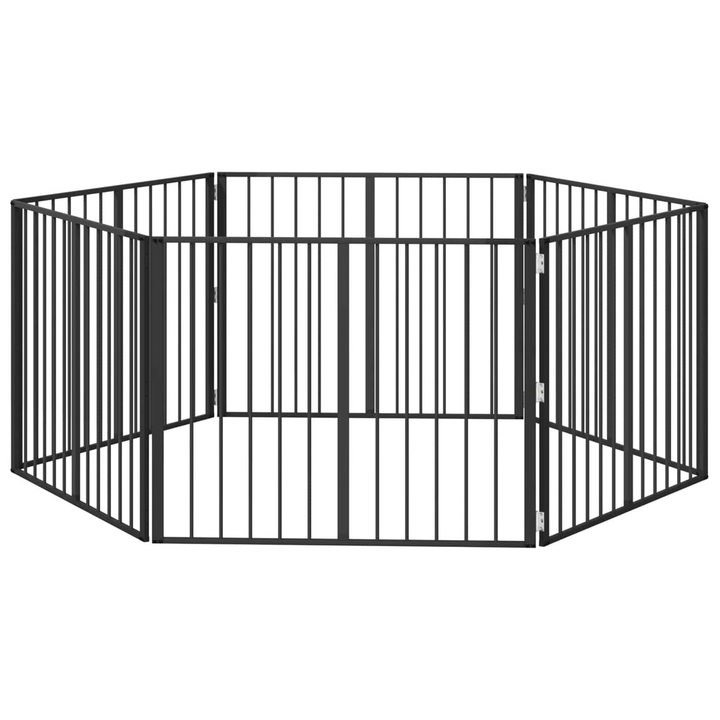 vidaXL Bramka dla psa 6 pcs Czarny 100 x 80 cm Stal Galwanizowana