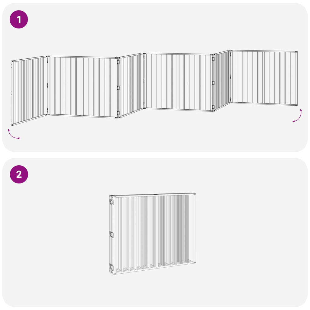 vidaXL Bramka dla psa 6 pcs Czarny 100 x 80 cm Stal Galwanizowana