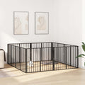 vidaXL Bramka dla psa 8 pcs Czarny 100 x 80 cm Stal Galwanizowana