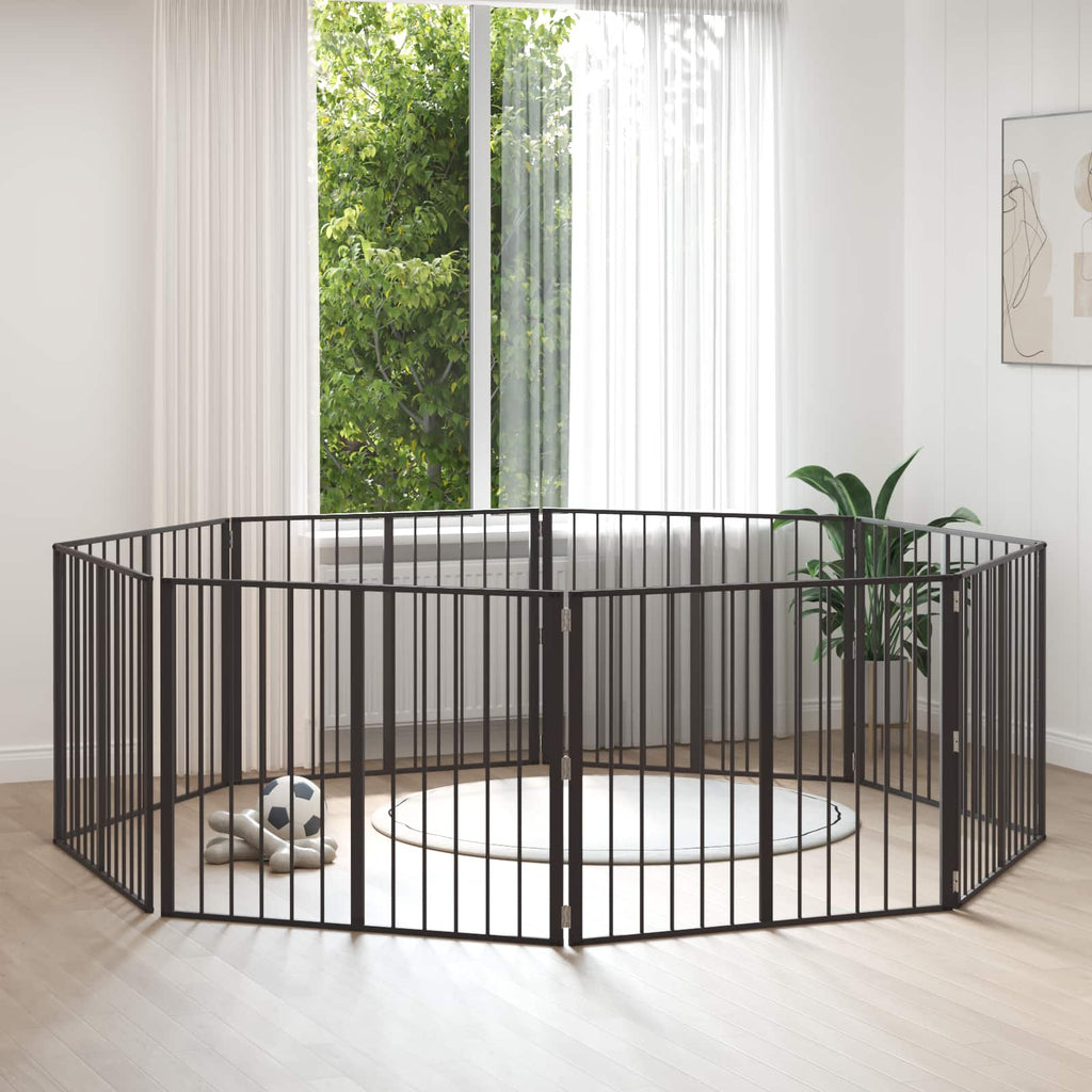 vidaXL Bramka dla psa 8 pcs Czarny 100 x 80 cm Stal Galwanizowana