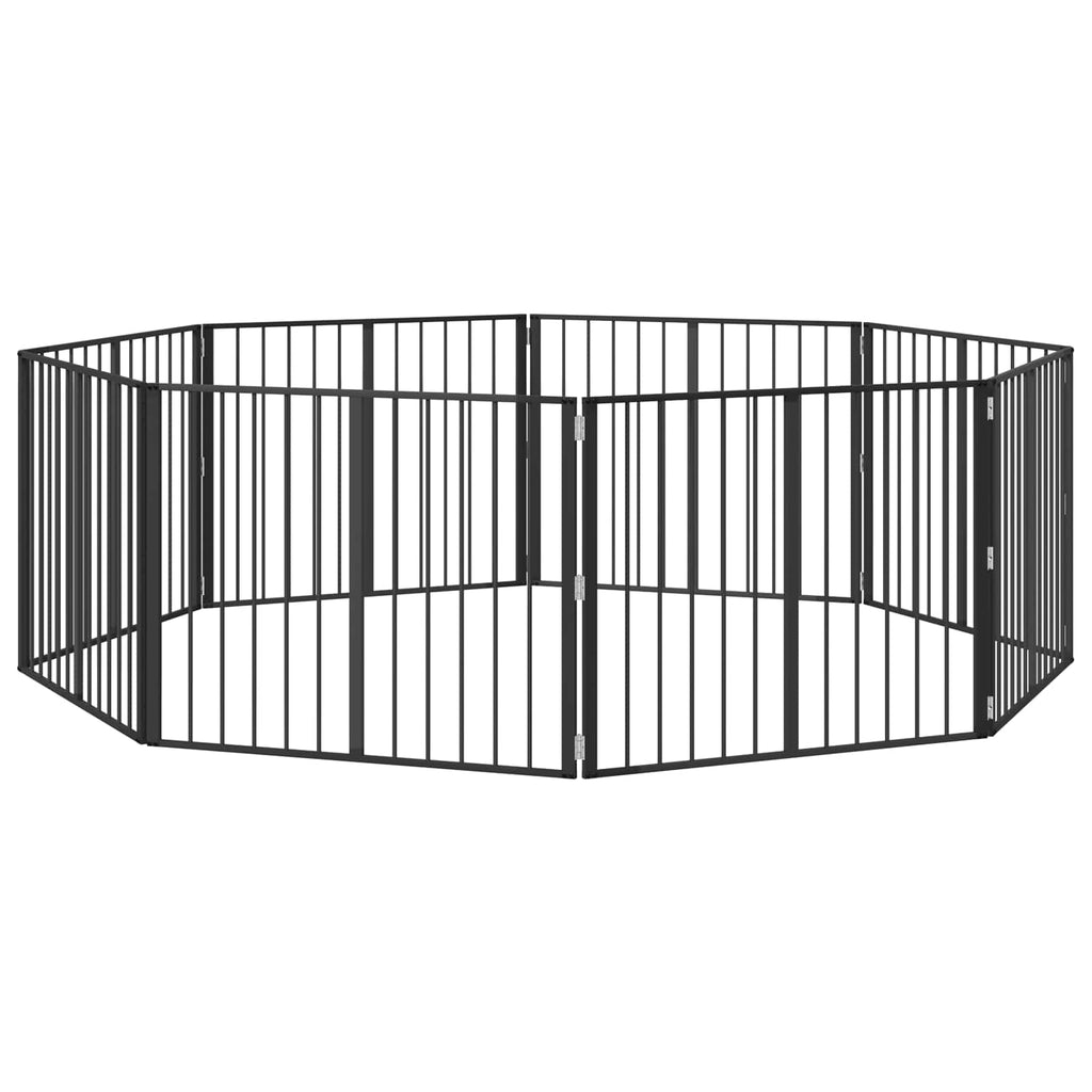 vidaXL Bramka dla psa 8 pcs Czarny 100 x 80 cm Stal Galwanizowana