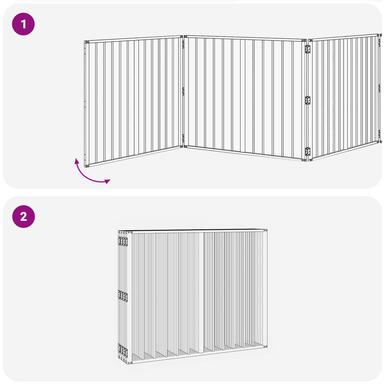 vidaXL Bramka dla psa 8 pcs Czarny 100 x 80 cm Stal Galwanizowana