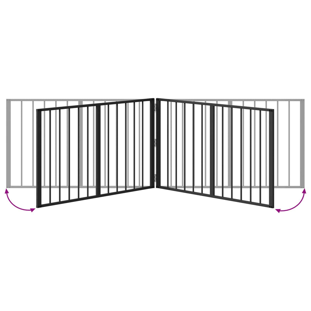 vidaXL Bramka dla psa 2 szt. Czarny 100 x 60 cm Stal ocynkowana