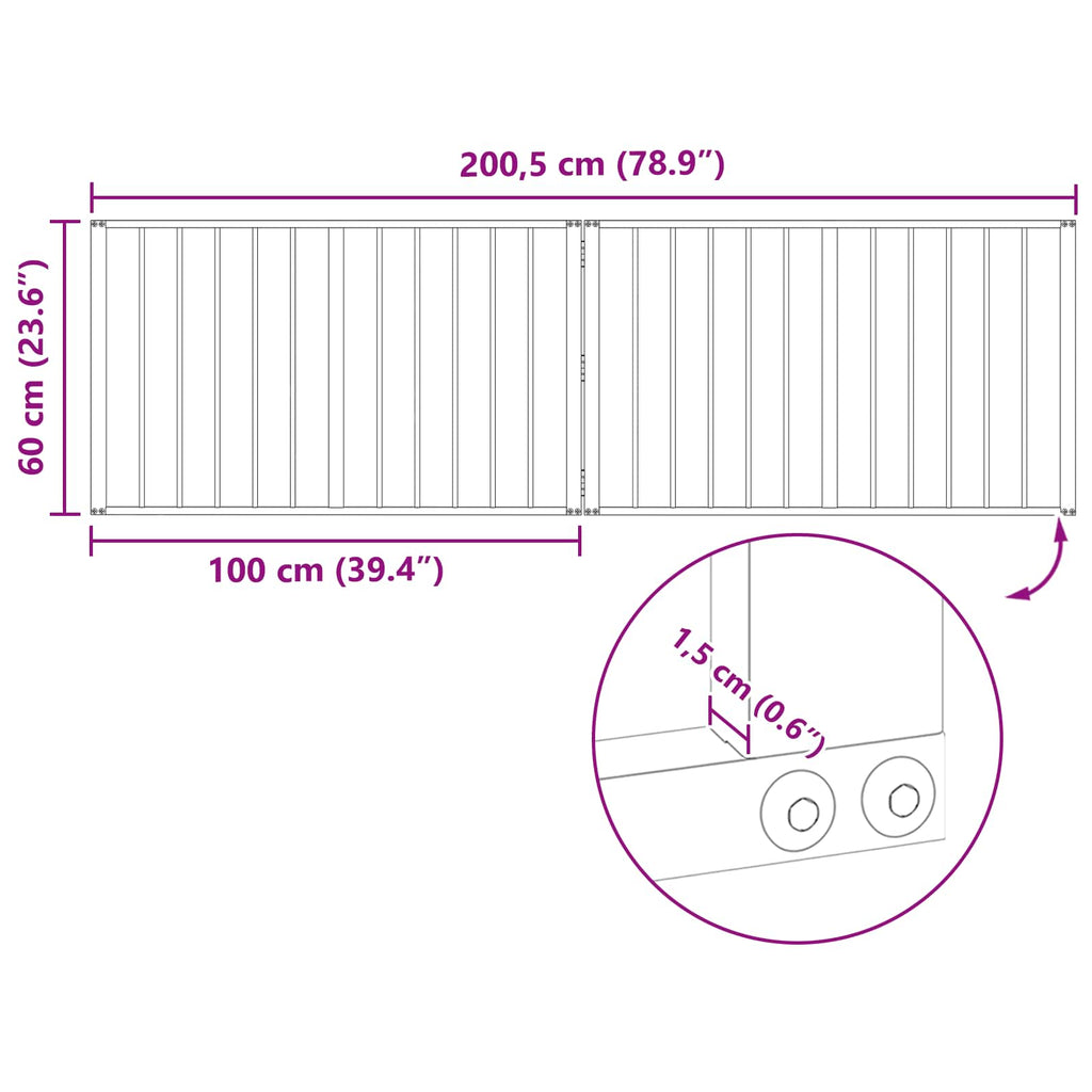 vidaXL Bramka dla psa 2 szt. Czarny 100 x 60 cm Stal ocynkowana