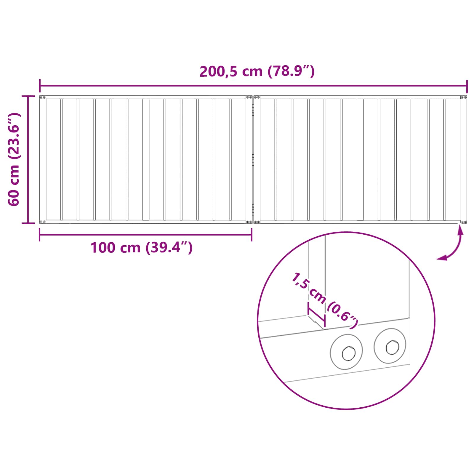 vidaXL Bramka dla psa 2 szt. Czarny 100 x 60 cm Stal ocynkowana