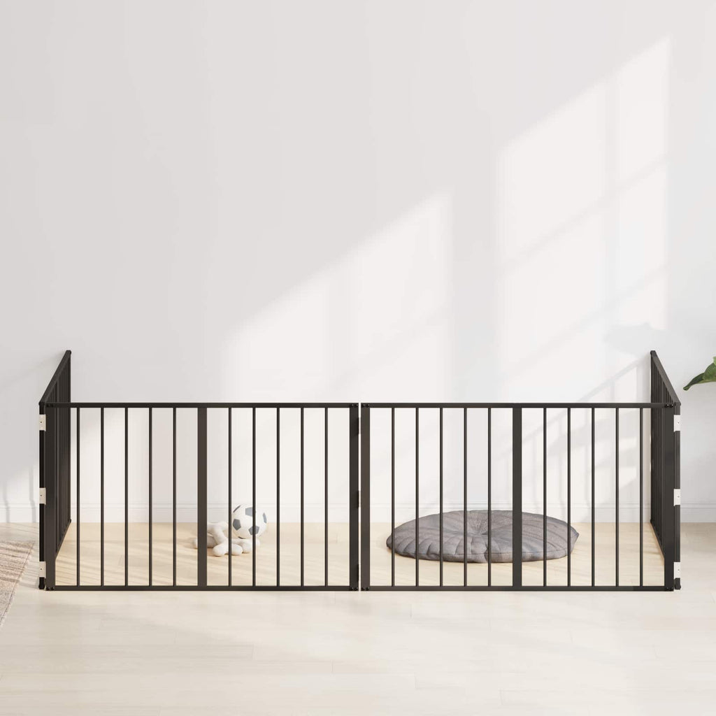 vidaXL Bramka dla psa 4 szt. Czarny 100 x 60 cm Stal ocynkowana