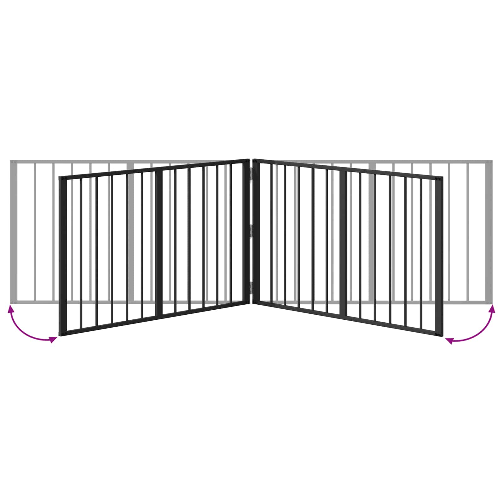vidaXL Bramka dla psa 4 szt. Czarny 100 x 60 cm Stal ocynkowana