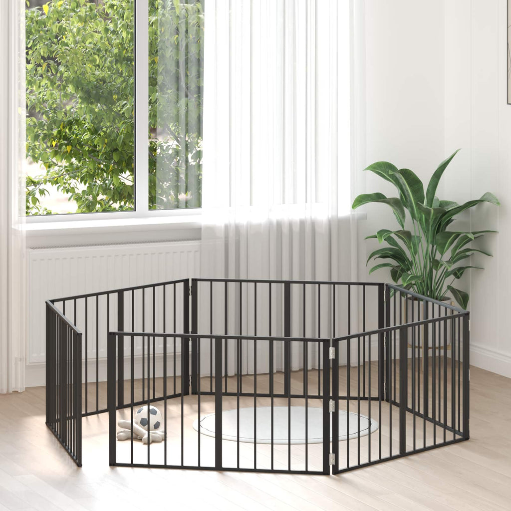 vidaXL Bramka dla psa 6 pcs Czarny 100 x 60 cm Stal Galwanizowana