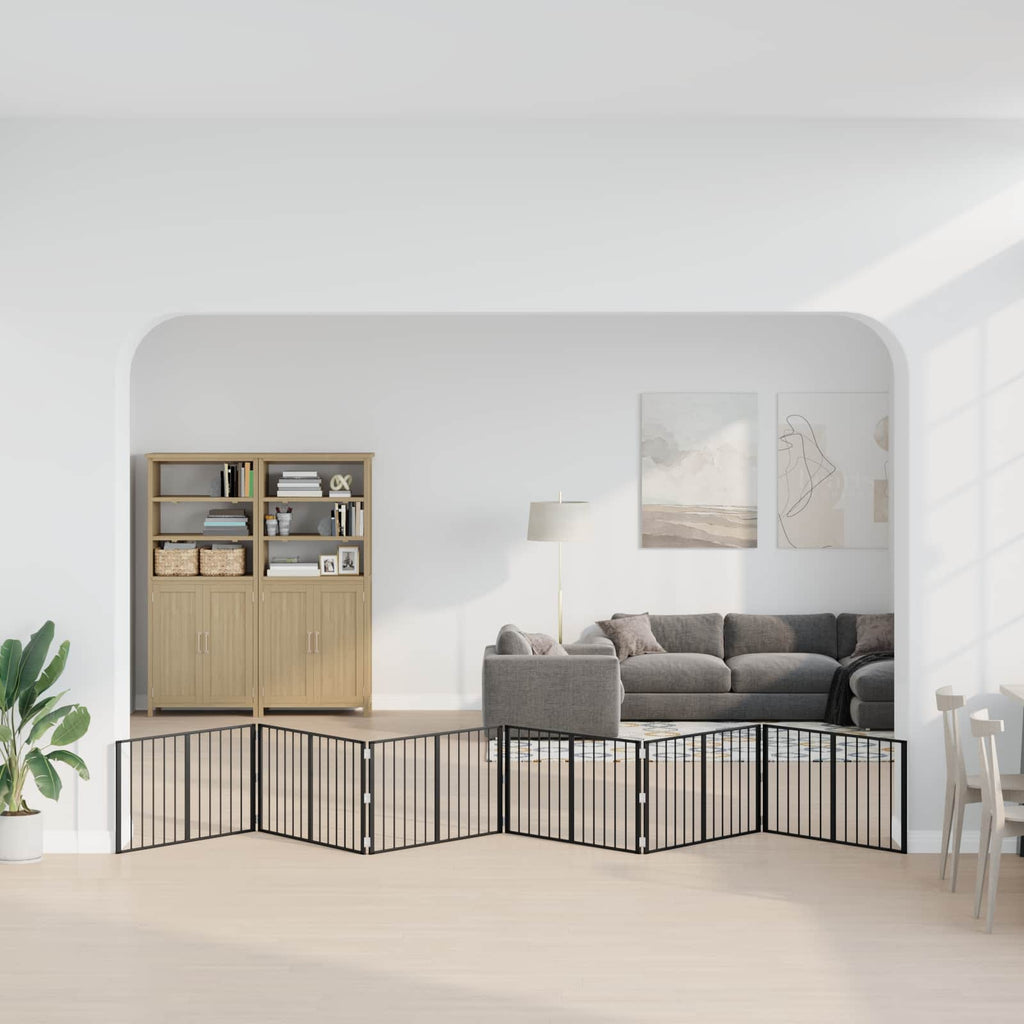 vidaXL Bramka dla psa 6 pcs Czarny 100 x 60 cm Stal Galwanizowana
