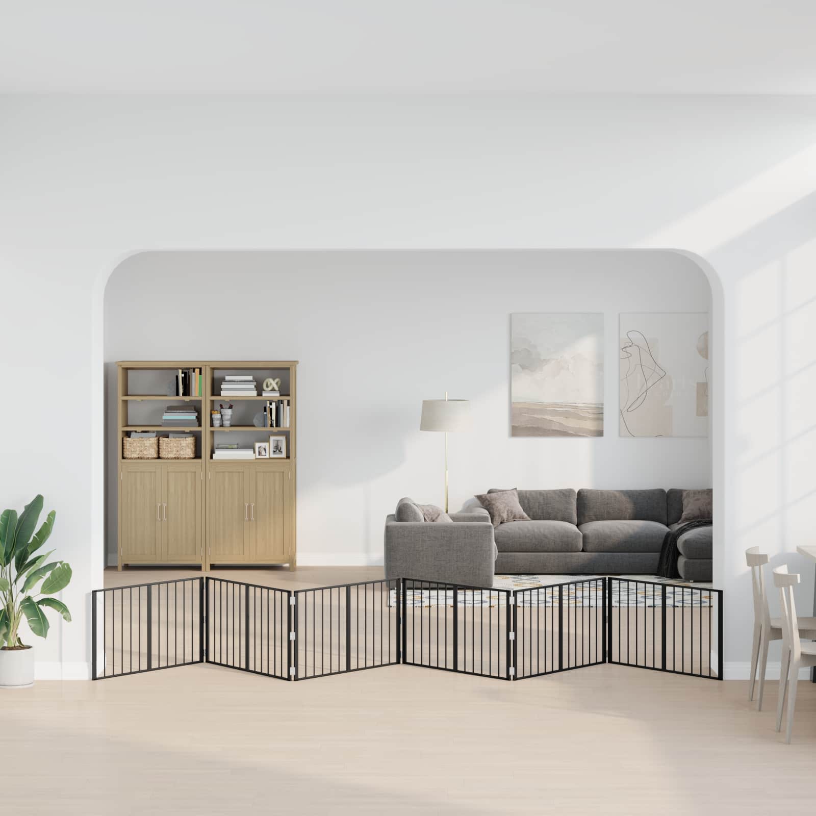 vidaXL Bramka dla psa 6 pcs Czarny 100 x 60 cm Stal Galwanizowana
