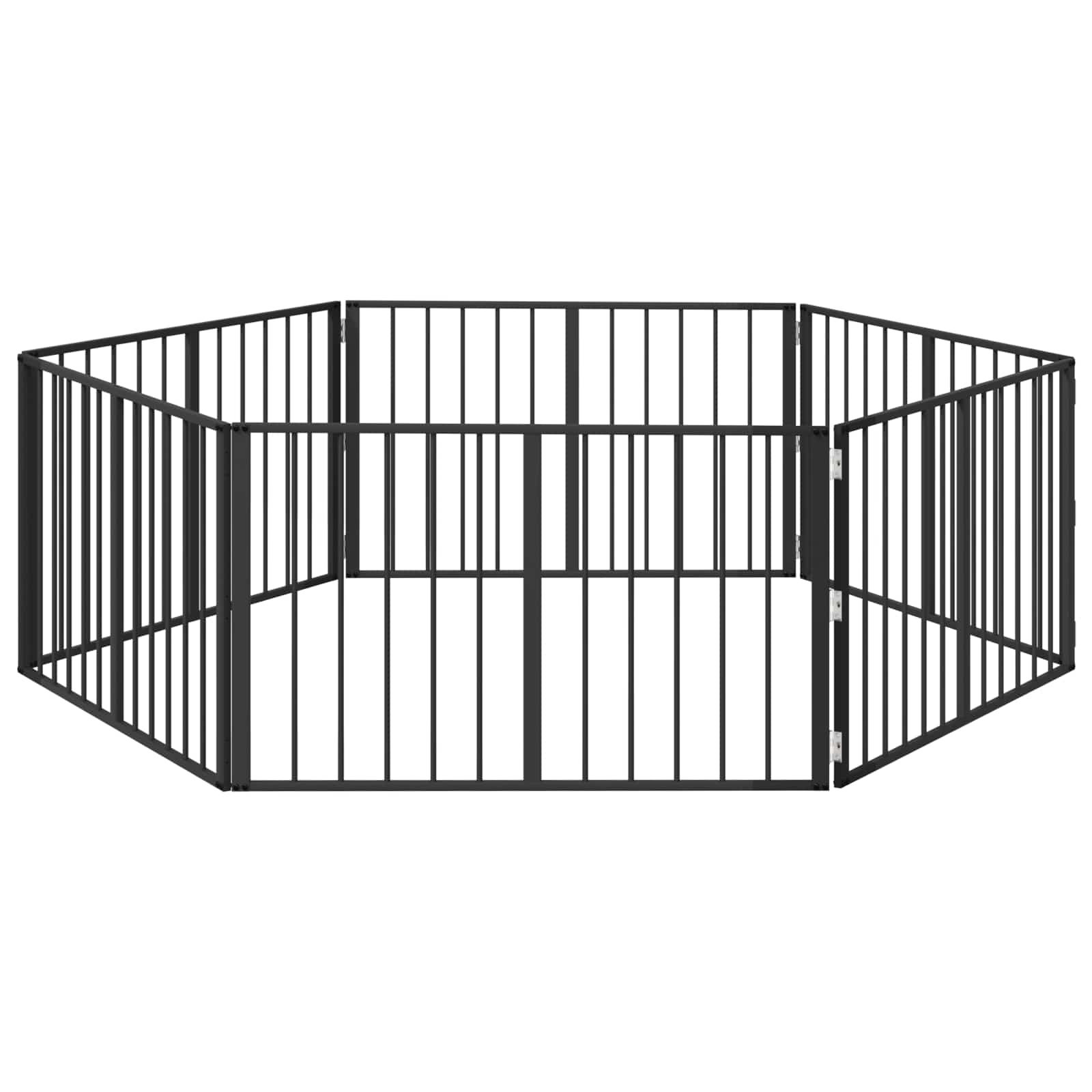 vidaXL Bramka dla psa 6 pcs Czarny 100 x 60 cm Stal Galwanizowana