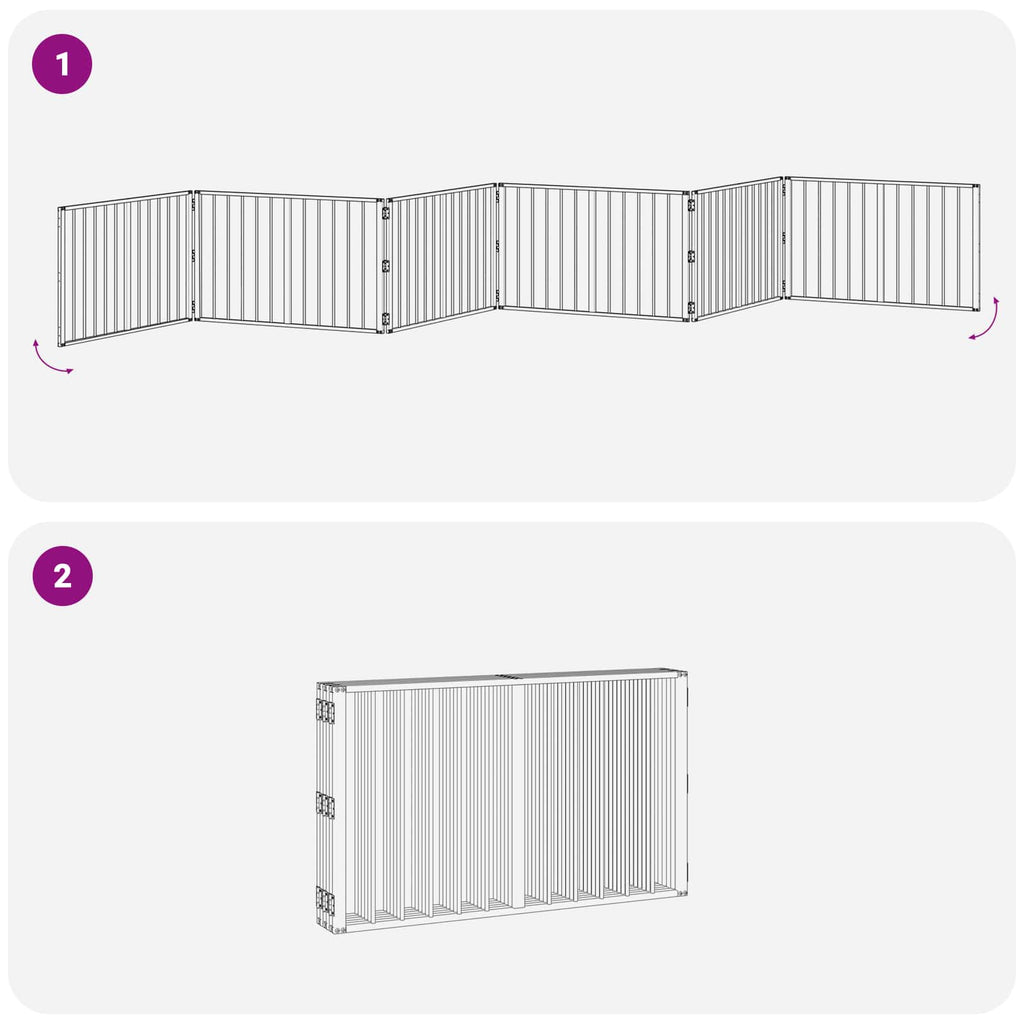 vidaXL Bramka dla psa 6 pcs Czarny 100 x 60 cm Stal Galwanizowana