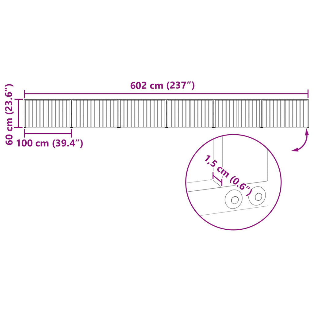 vidaXL Bramka dla psa 6 pcs Czarny 100 x 60 cm Stal Galwanizowana