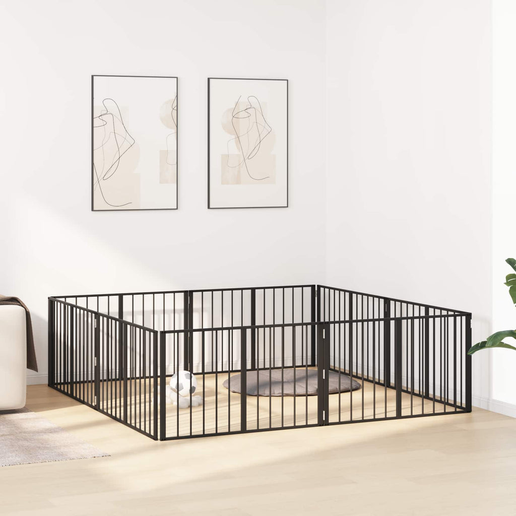 vidaXL Bramka dla psa 8 pcs Czarny 100 x 60 cm Stal Galwanizowana