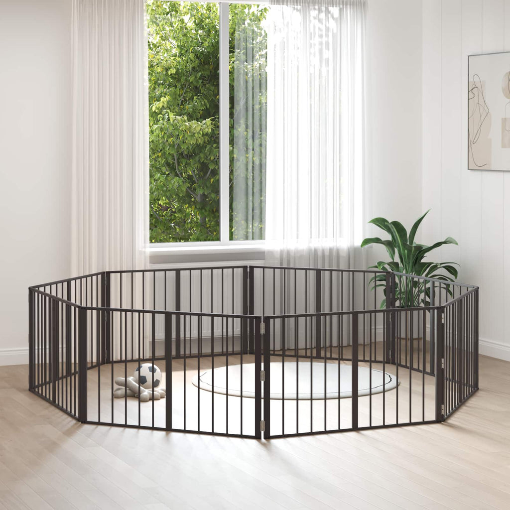 vidaXL Bramka dla psa 8 pcs Czarny 100 x 60 cm Stal Galwanizowana