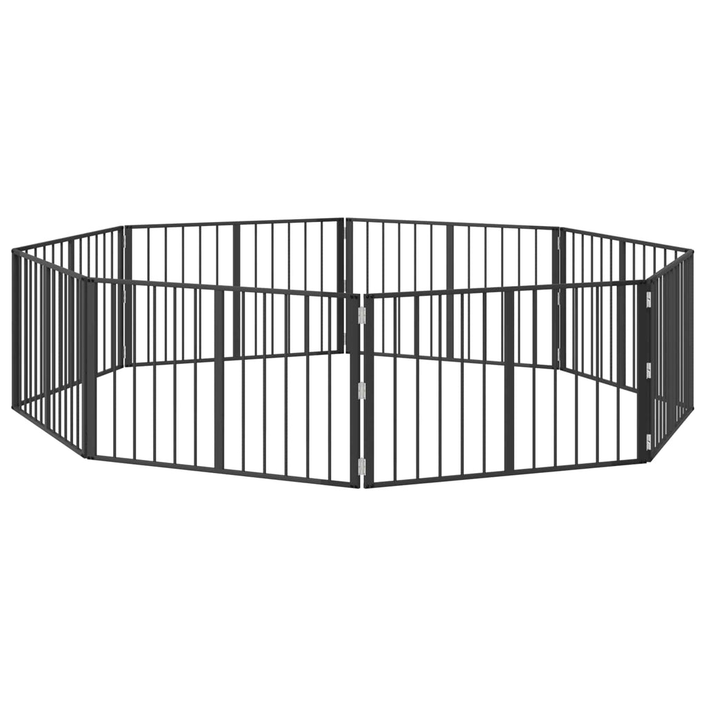 vidaXL Bramka dla psa 8 pcs Czarny 100 x 60 cm Stal Galwanizowana