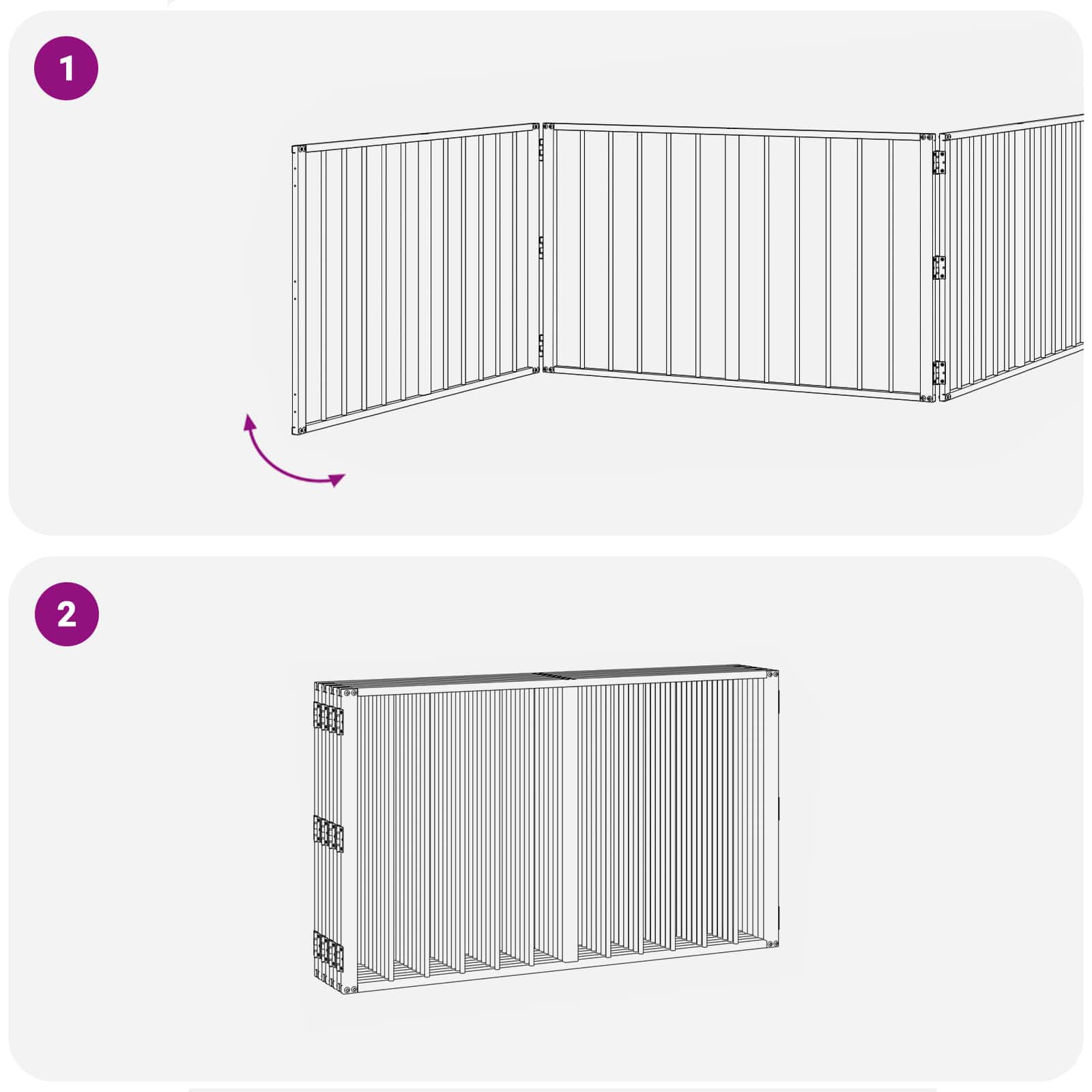vidaXL Bramka dla psa 8 pcs Czarny 100 x 60 cm Stal Galwanizowana