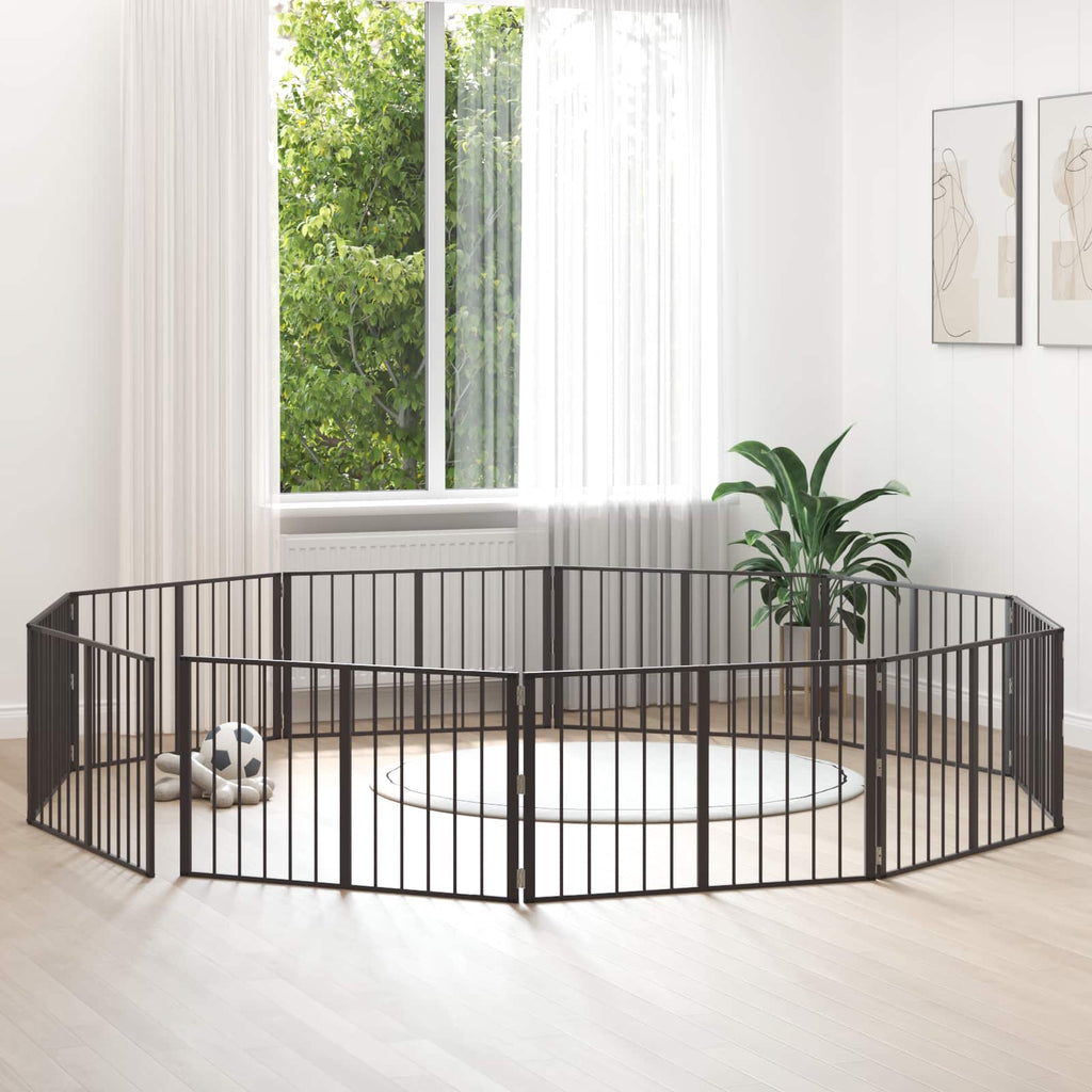 vidaXL Bramka dla psa 10 pcs Czarny 100 x 60 cm Stal Galwanizowana