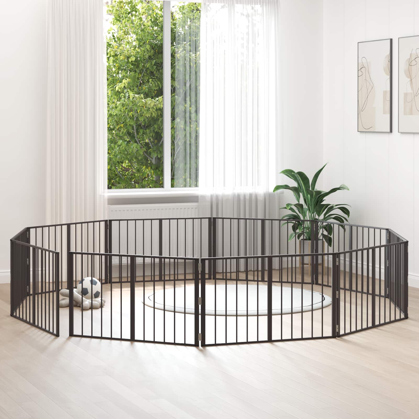 vidaXL Bramka dla psa 10 pcs Czarny 100 x 60 cm Stal Galwanizowana